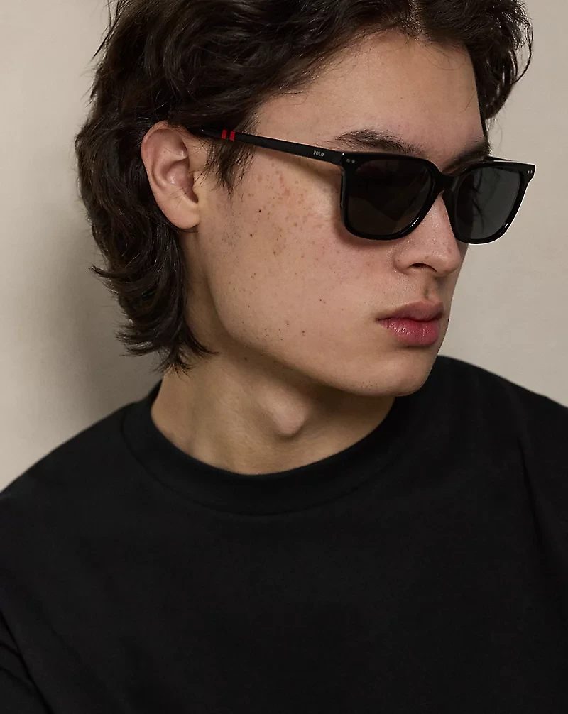 Rugby-Stripe Square Sunglasses
