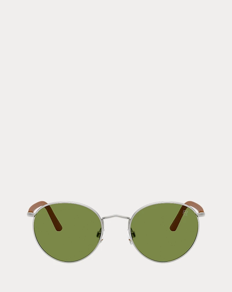 Automotive Leather-Trim Metal Sunglasses