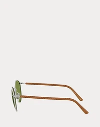 Automotive Leather-Trim Metal Sunglasses