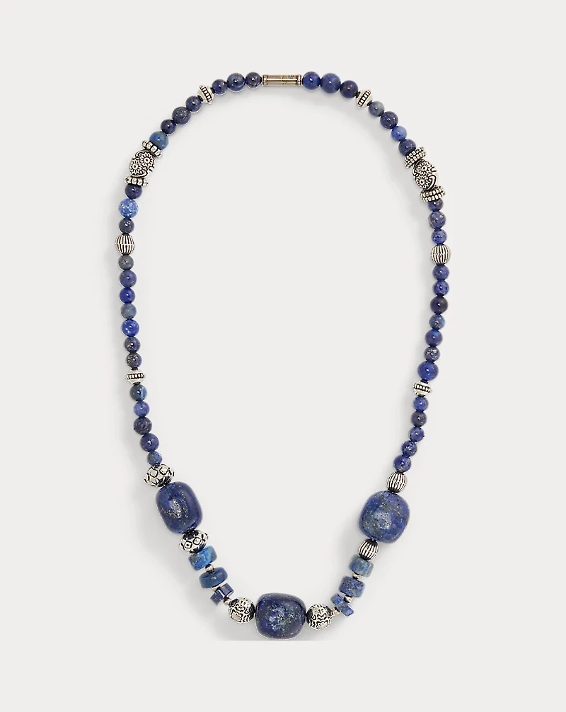 Short Blue-Tone Beaded Necklace