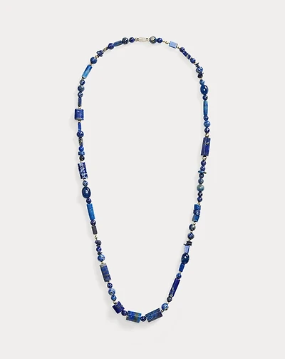Long Blue-Tone Beaded Necklace