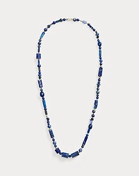 Long Blue-Tone Beaded Necklace