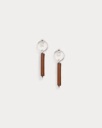 Calfskin-Trim Long Link Earrings