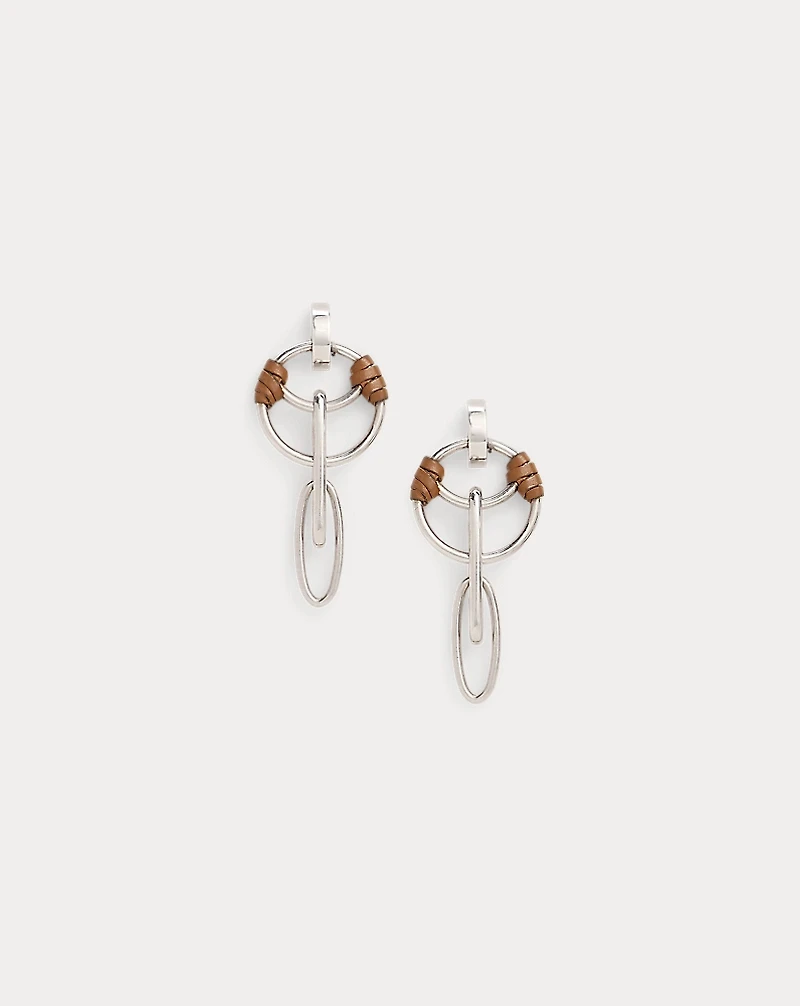 Calfskin-Trim Small Equestrian Earrings
