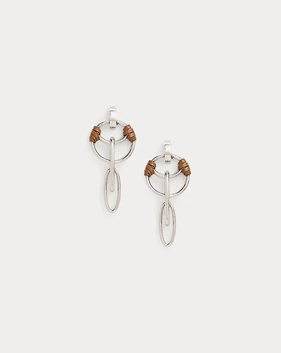 Calfskin-Trim Small Equestrian Earrings