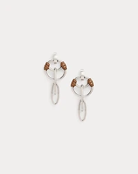 Calfskin-Trim Small Equestrian Earrings