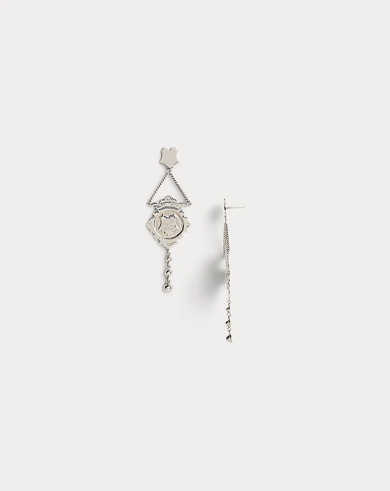 Monogrammed Crest Drop Earrings