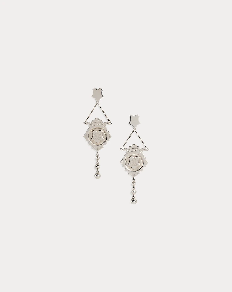 Monogrammed Crest Drop Earrings