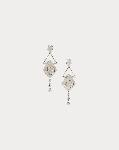 Monogrammed Crest Drop Earrings