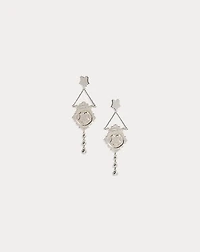 Monogrammed Crest Drop Earrings