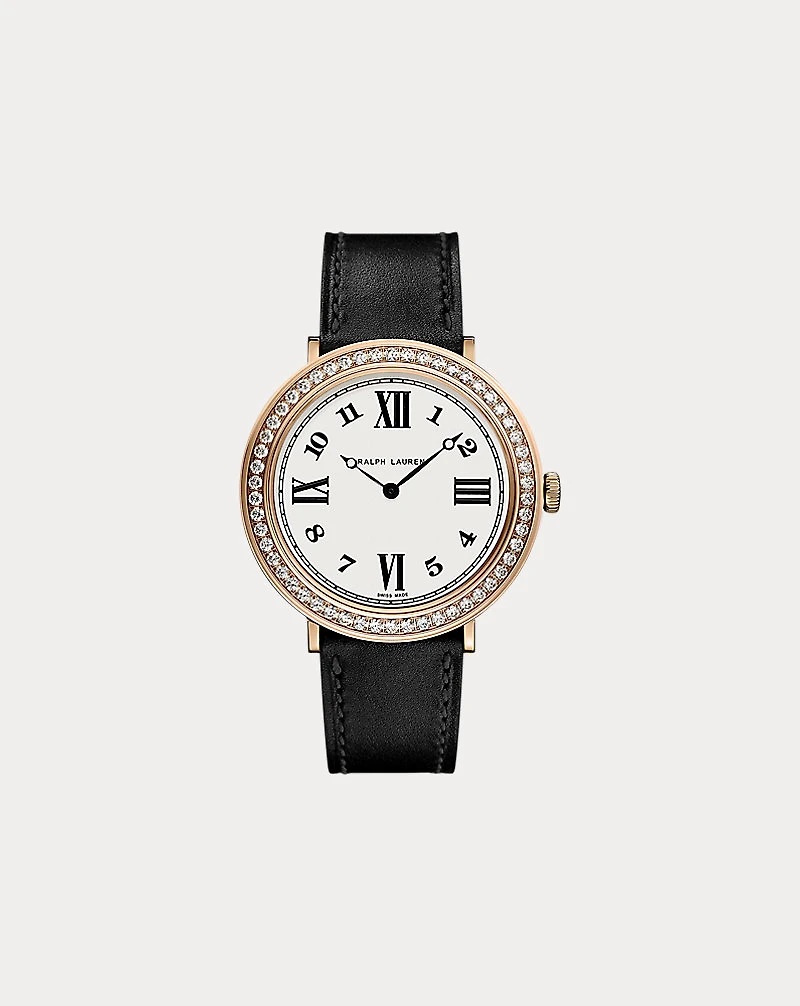 38 MM Rose Gold Watch With Diamond Bezel