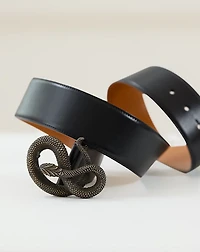 2002 Snake-Buckle Leather Belt - Size M