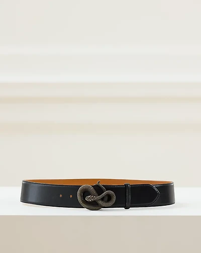 2002 Snake-Buckle Leather Belt - Size M