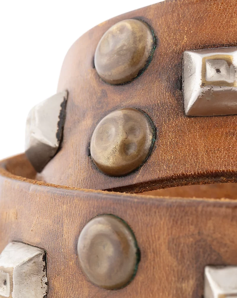 1960s Studded Leather Belt - Size 28