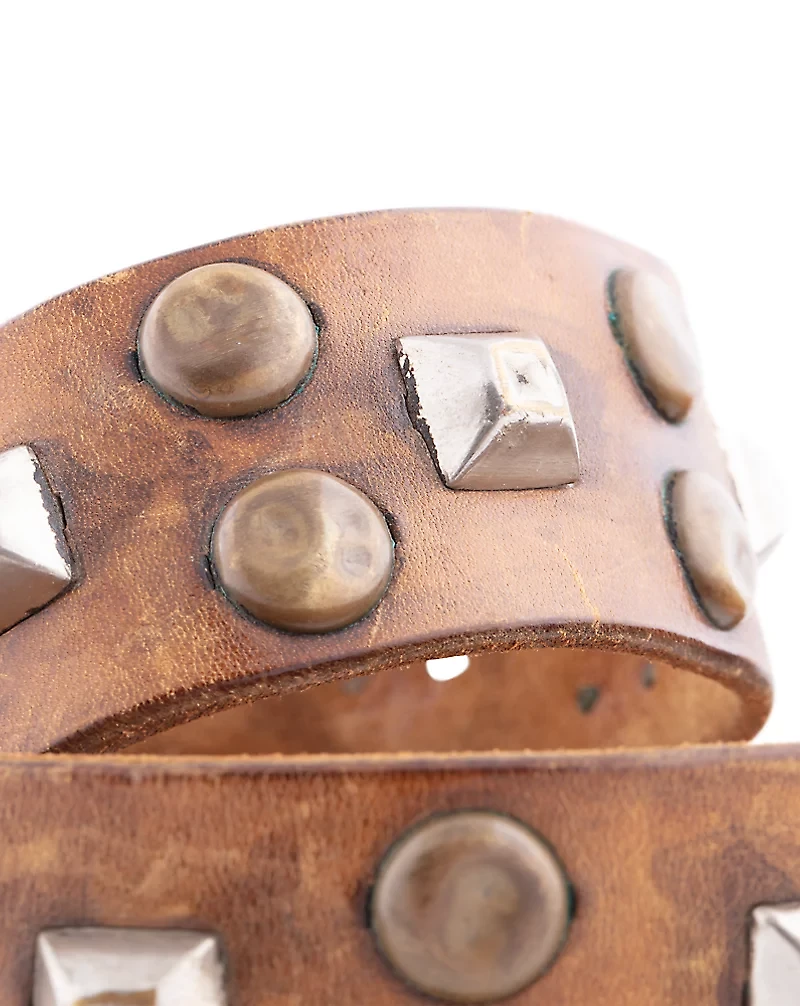 1960s Studded Leather Belt - Size 28