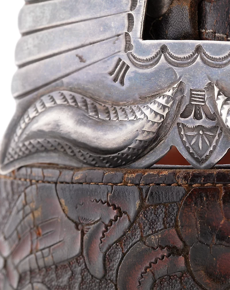 1930s Hand-Tooled Leather Belt - Size 34