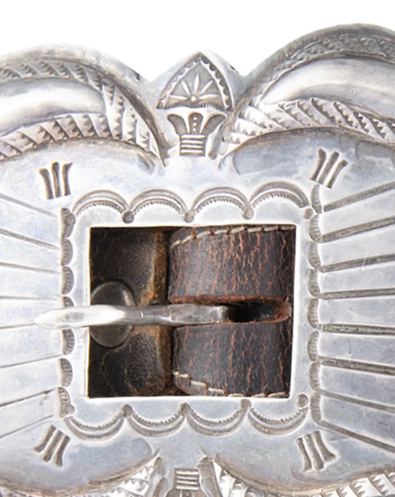 1930s Hand-Tooled Leather Belt - Size 34