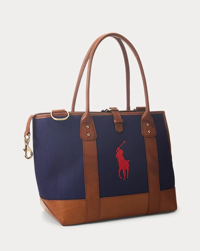 Leather-Trimmed Canvas Pet Tote Bag