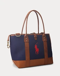 Leather-Trimmed Canvas Pet Tote Bag
