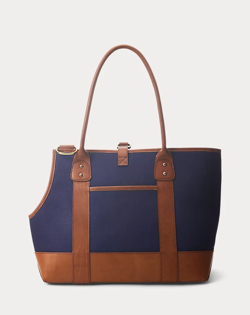 Leather-Trimmed Canvas Pet Tote Bag