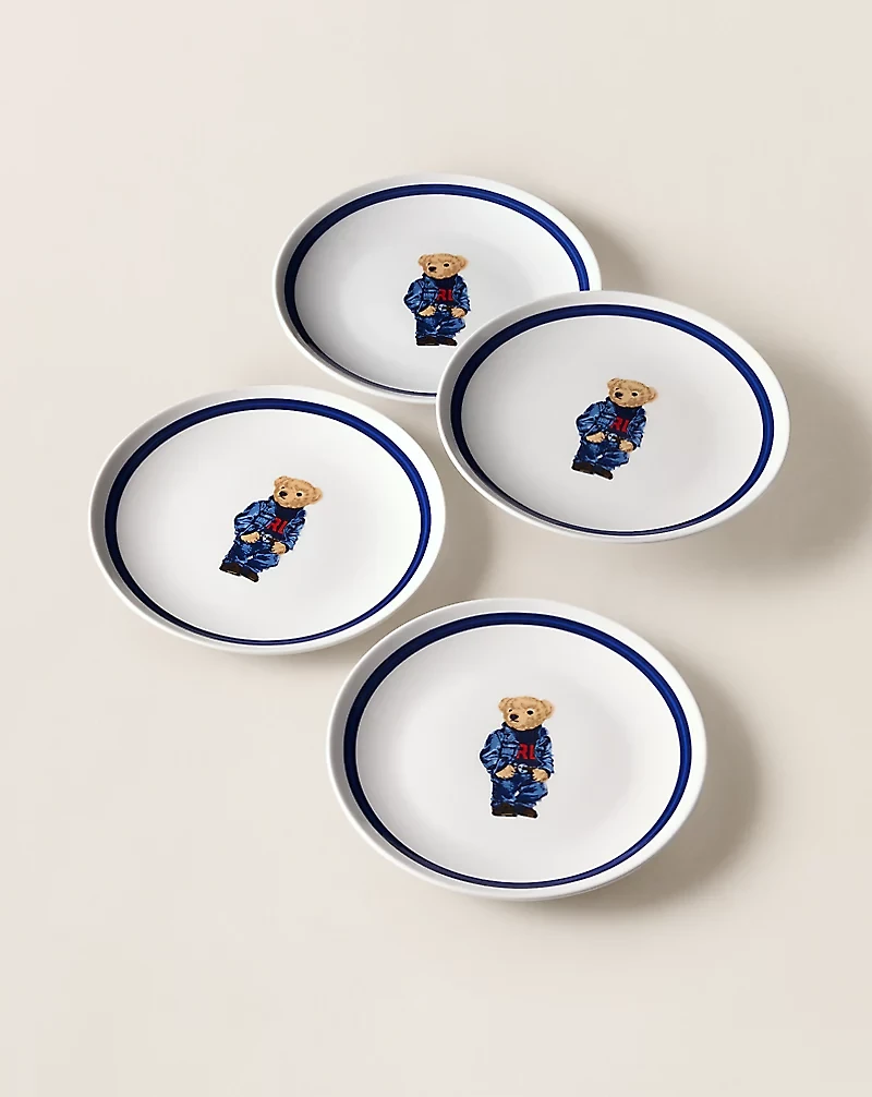 Denim Polo Bear Dessert Plate Gift Set 