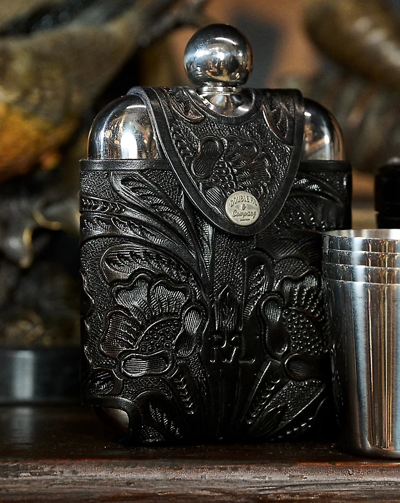 Flask & Hand-Tooled Leather Case