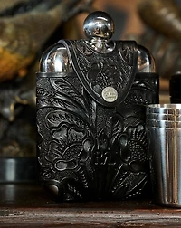 Flask & Hand-Tooled Leather Case