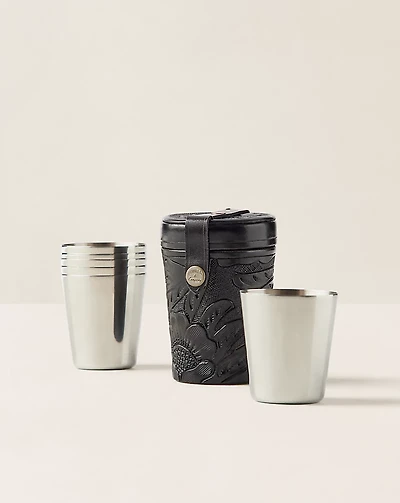 Shot Glasses & Hand-Tooled Leather Case