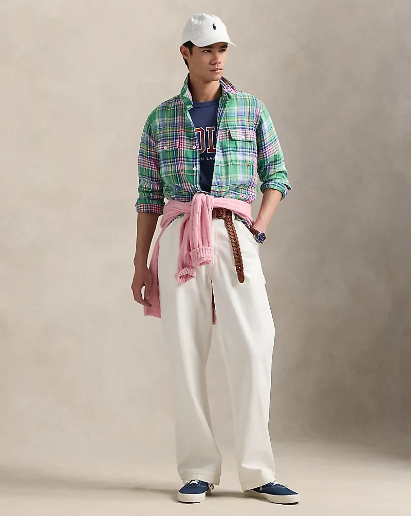 Classic Fit Plaid Linen Workshirt