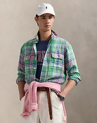 Classic Fit Plaid Linen Workshirt