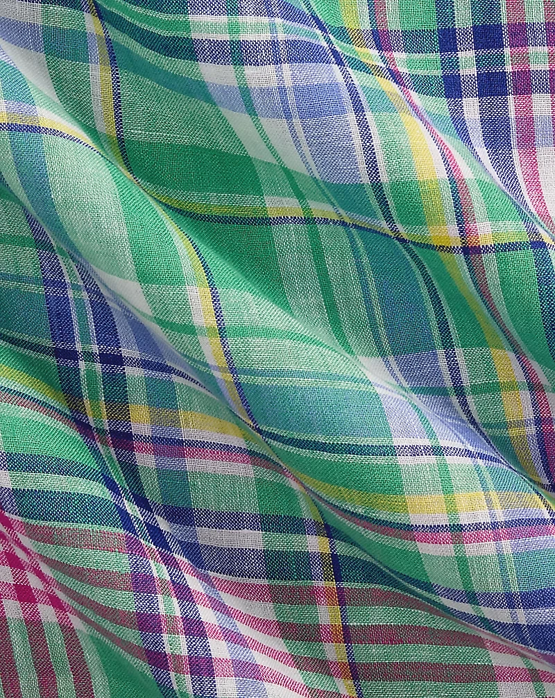 Classic Fit Plaid Linen Workshirt
