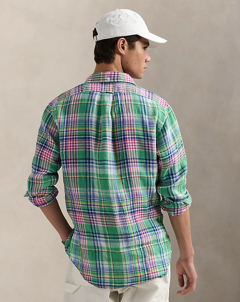Classic Fit Plaid Linen Workshirt