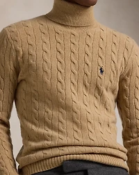 Cable Wool-Cashmere Turtleneck Sweater