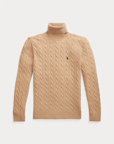 Cable Wool-Cashmere Turtleneck Sweater