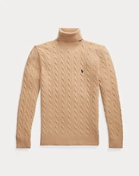Cable Wool-Cashmere Turtleneck Sweater