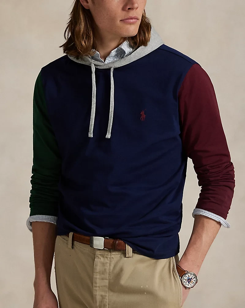 Color-Blocked Jersey Hooded T-Shirt