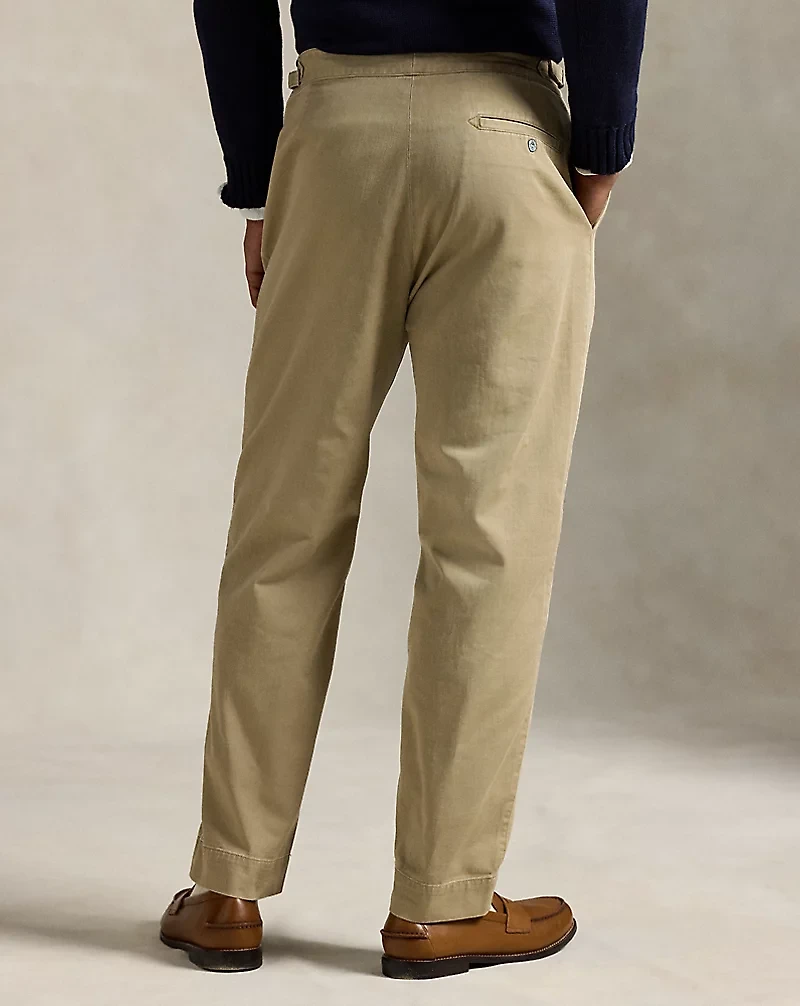 Relaxed Fit Pleated Twill Pant