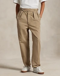 Relaxed Fit Pleated Twill Pant