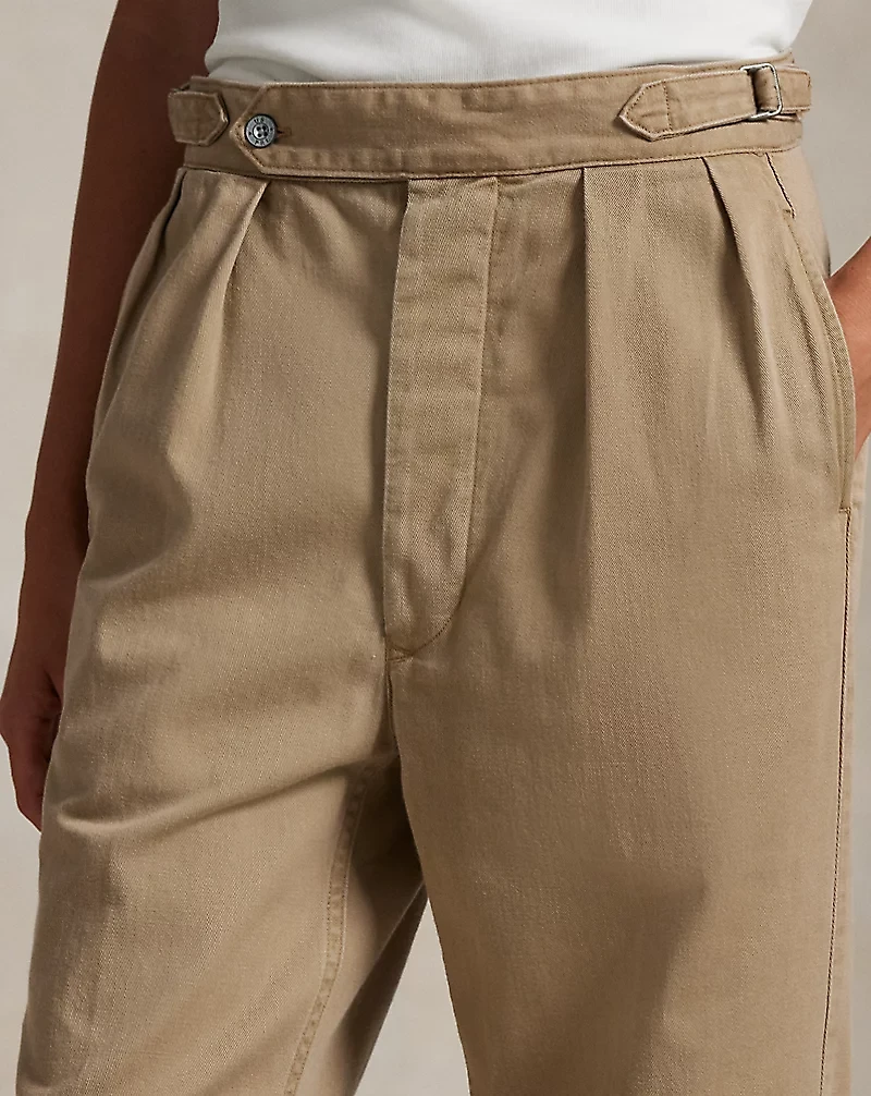 Relaxed Fit Pleated Twill Pant
