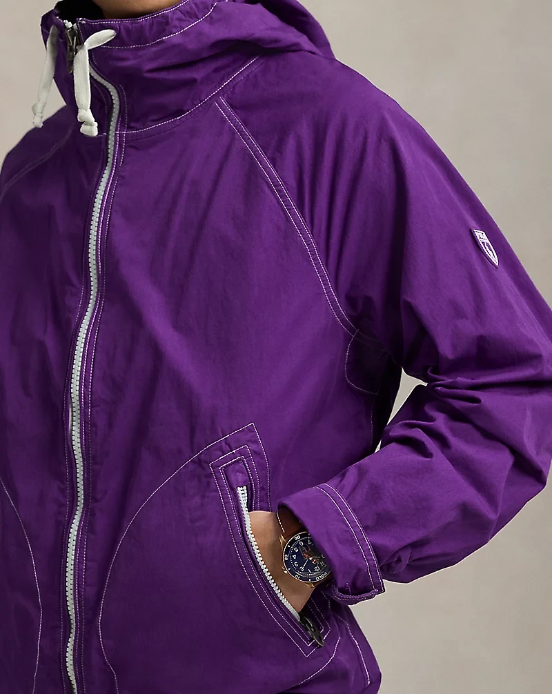 Garment-Dyed Twill Hooded Jacket