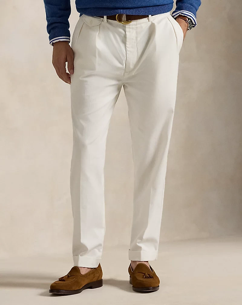 Slim Tapered Fit Pleated Twill Pant