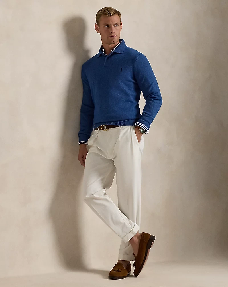 Slim Tapered Fit Pleated Twill Pant
