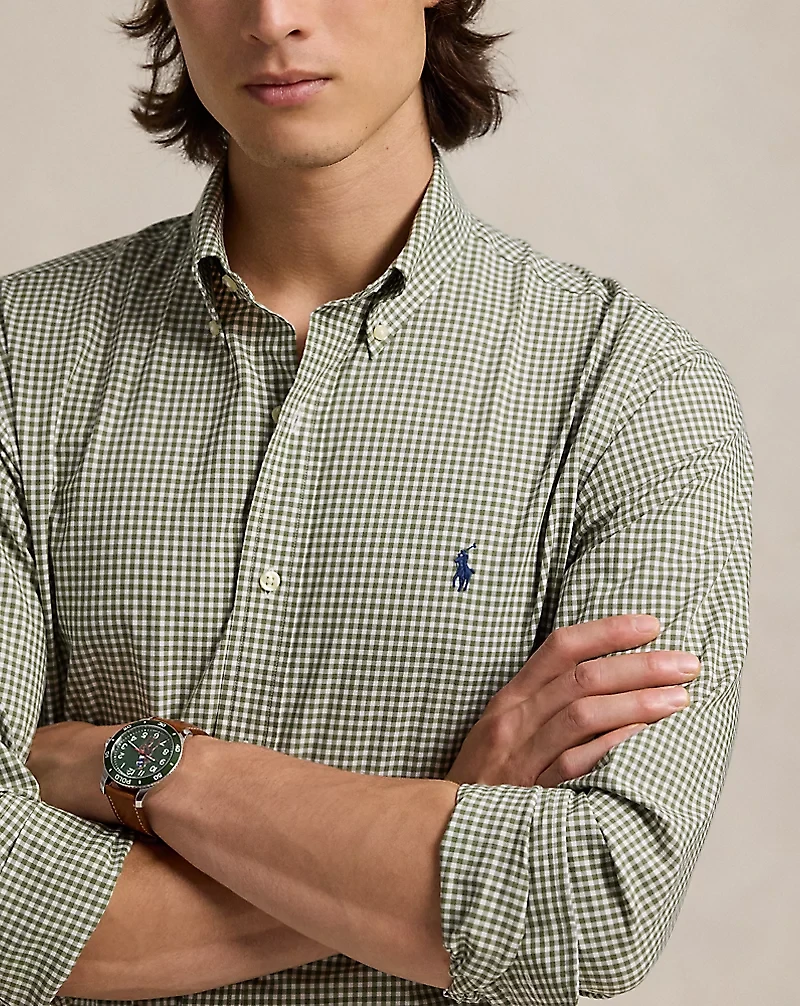 Classic Fit Gingham Stretch Poplin Shirt
