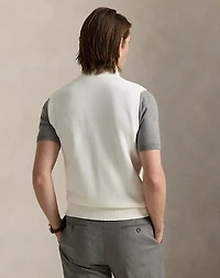 Mesh-Knit Cotton Full-Zip Sweater Vest