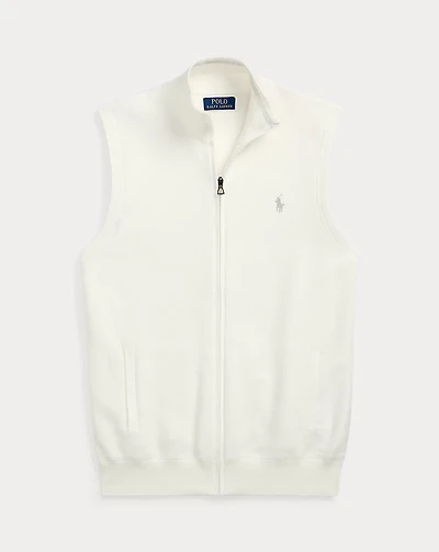 Mesh-Knit Cotton Full-Zip Sweater Vest