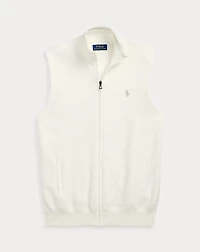 Mesh-Knit Cotton Full-Zip Sweater Vest