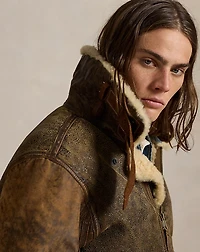 Leather-Trim Shearling Flight Jacket