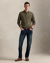 Washable Wool Polo-Collar Sweater