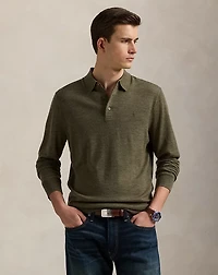 Washable Wool Polo-Collar Sweater
