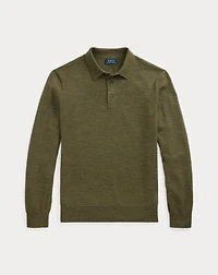 Washable Wool Polo-Collar Sweater
